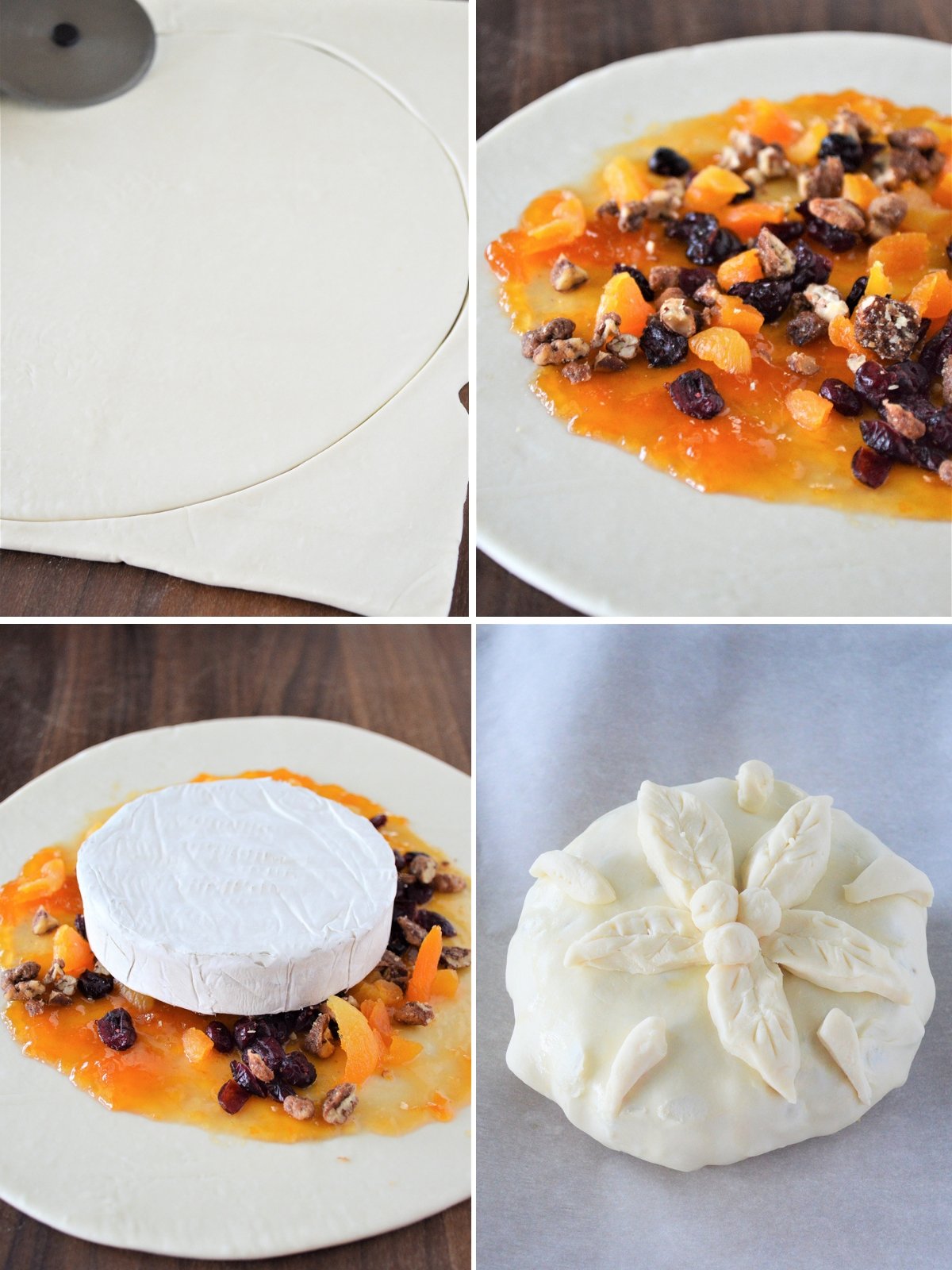 making baked brie with puff pastry