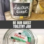 Be Our Guest Toiletry Jar on nightstand