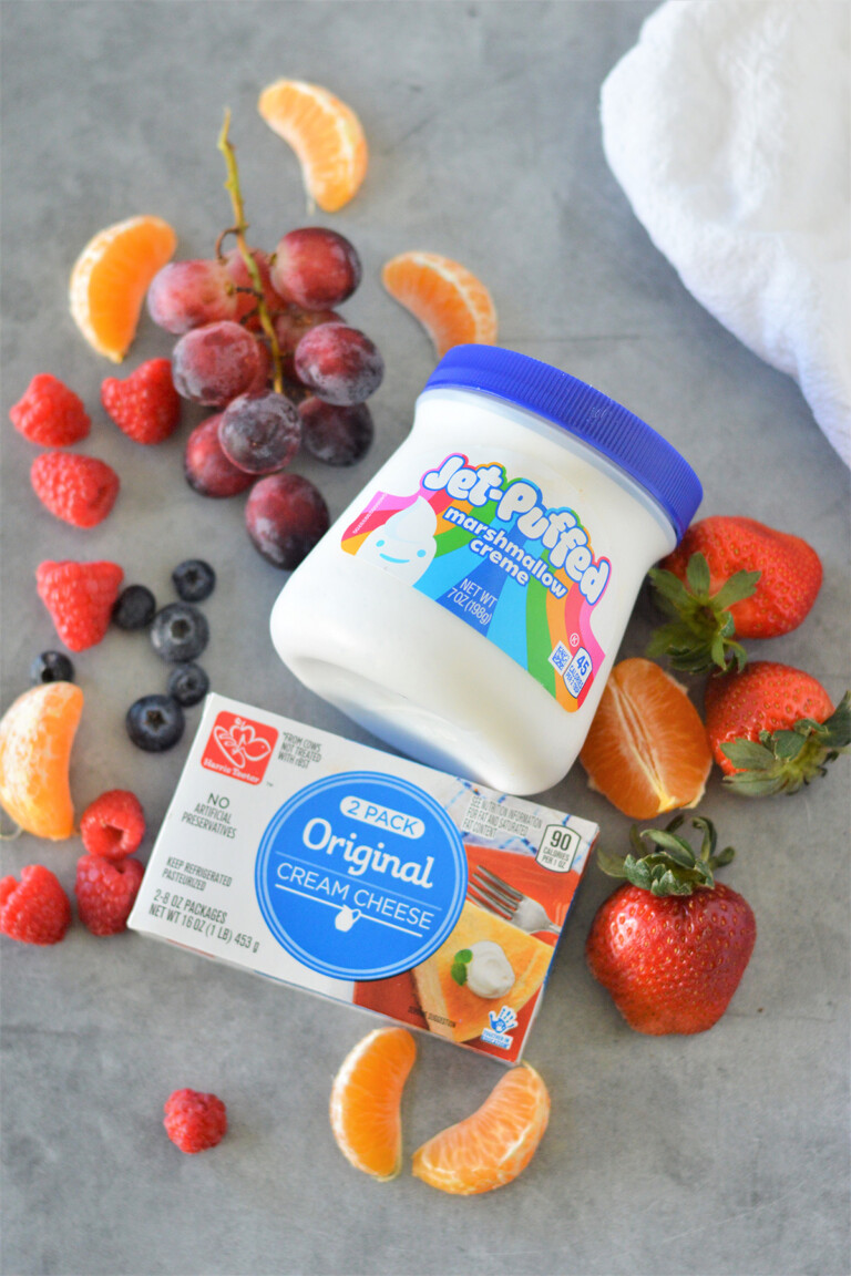 Marshmallow Cream Cheese Fruit Dip Onion Rings & Things