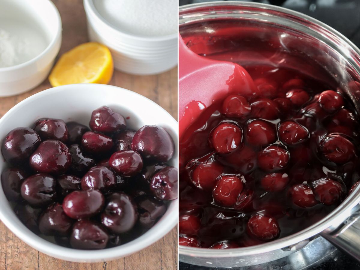 making cherry pie filling