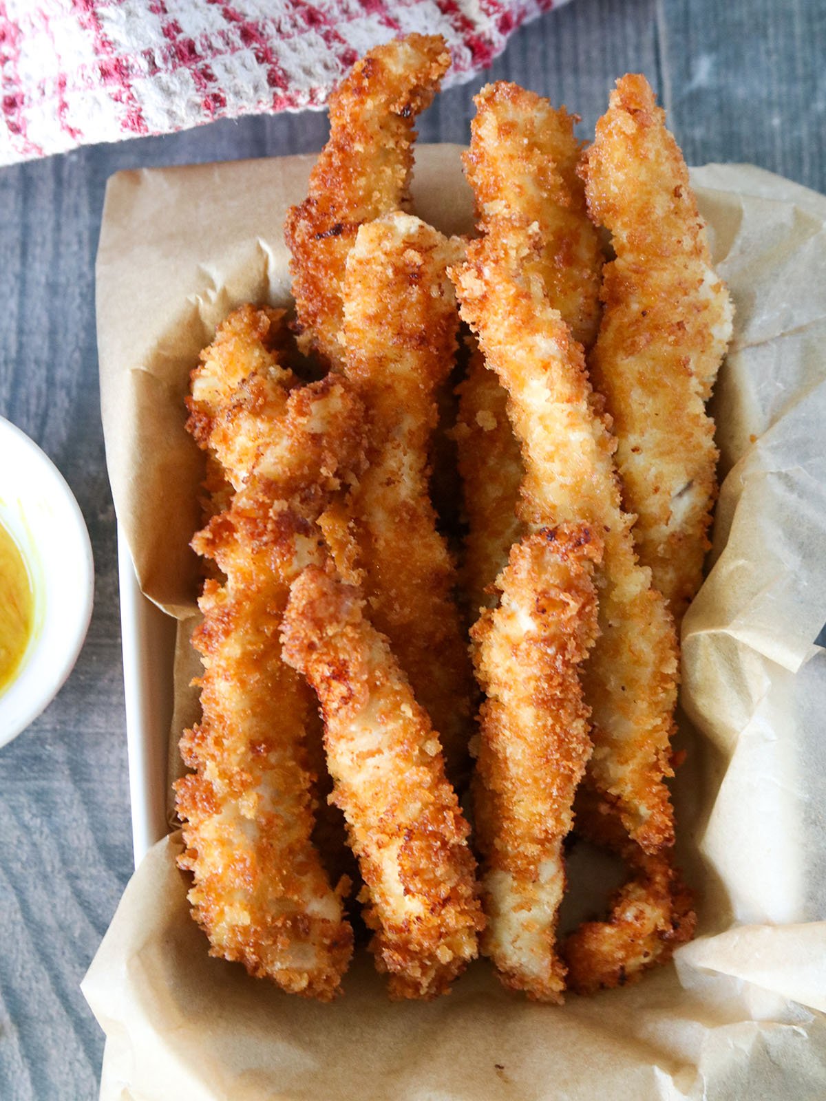 Crispy Chicken Fries in lined basket